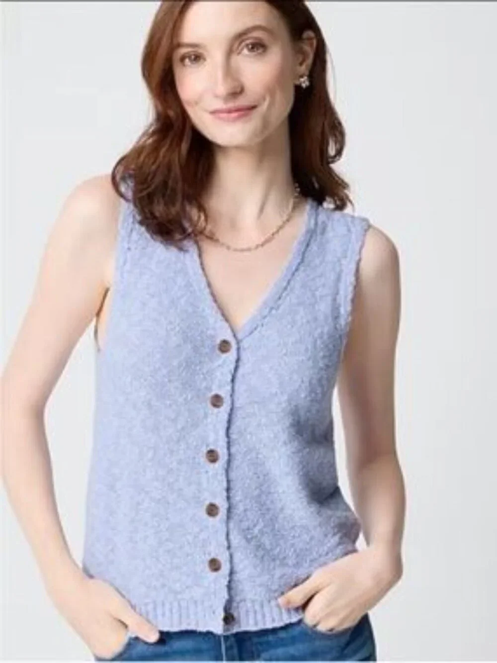 NWT J.Crew Lavender Lilac Knit Button Front Sweater Vest Size Medium
